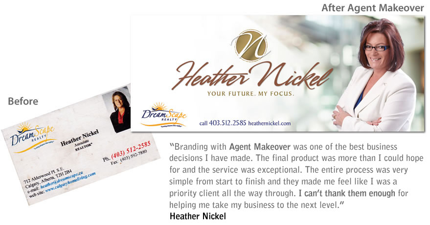 Before and after AgentMakeover Realtor branding makeover