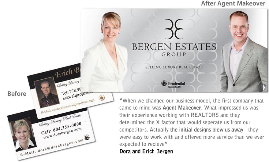 Before and after AgentMakeover branding samples
